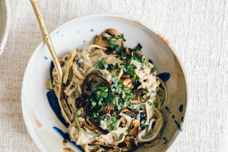 vegetarische pasta champignon