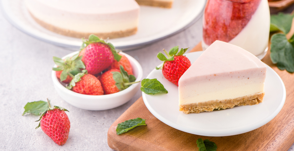 vegan aardbeien cheesecake