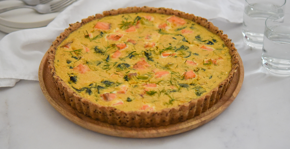 Quiche met zalm en spinazie