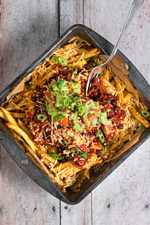 Loaded fries chili sin carne