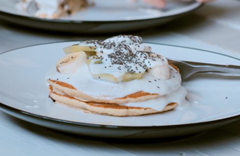 Amazing almond pancakes with coconut yoghurt