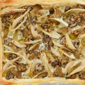 Recept: paddenstoelen plaattaart met peer