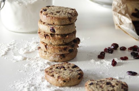 Speltkoeken met cranberries en chocolade