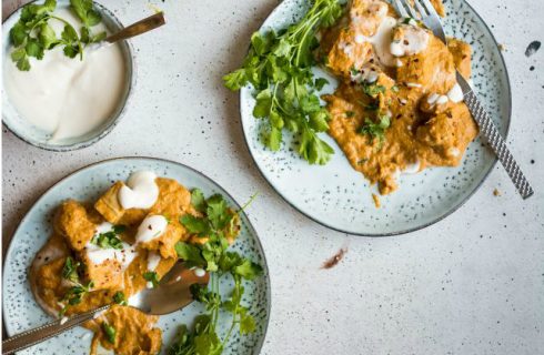 Glutenvrije mango curry met tofu (vegan)