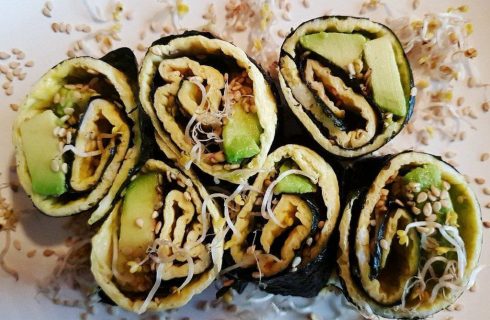 Originele omelet sushi wraps; lekker als lunch of hapje!